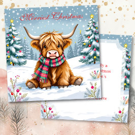 Cute Whimsiques Highland Cow Personlig jul Kort