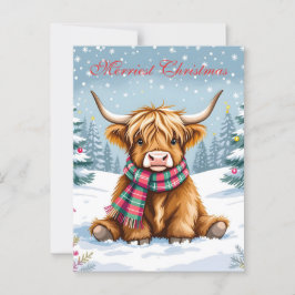 Cute Whimsiques Highland Cow Personlig jul Vykort