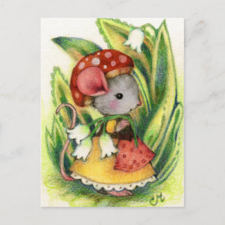 Cute Whimsiques Mouse Fantasy Art Postcard Vykort
