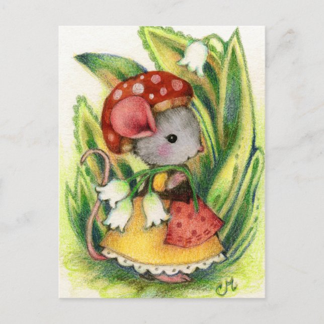 Cute Whimsiques Mouse Fantasy Art Postcard Vykort (Framsida)