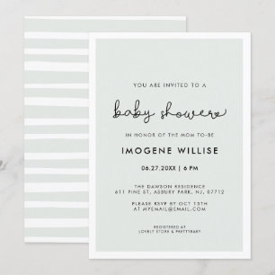 Cute Whimsiques typography Baby dusch Inbjudningar