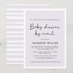 Cute Whimsiques typography Baby duscha by mail Inbjudningar