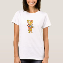 Cute Whimsired Cat Drinking Coffee T Shirt