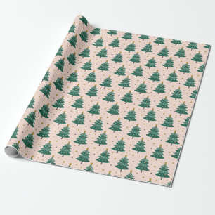 Cute Whimsisk Vintage Skandinaviens Rosa under jul Presentpapper