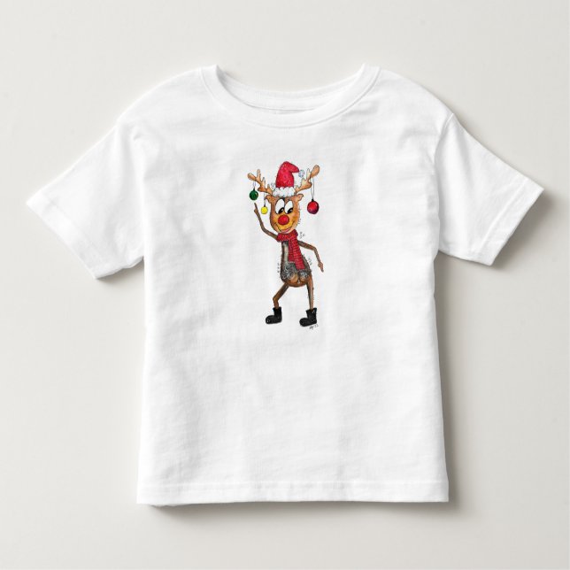 Cute Whimsized Dancing jul Hjort T Shirt (Framsida)
