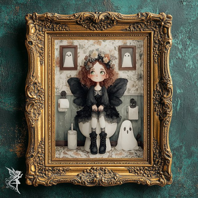 Cute Whimsized Halloween Fairy and Ghost Art Poster (Skapare uppladdad)
