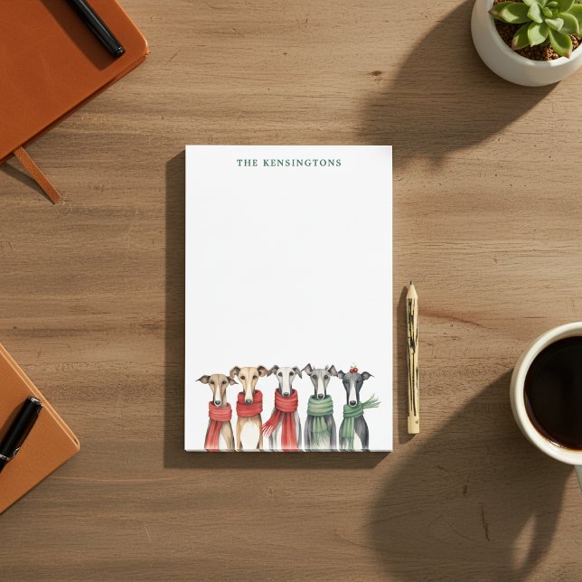 Cute Whippets and Greyhound Hundar i Scarves Post-it Block (Cute Whippets and Greyhound Dogs in Scarves Post-it Notes)