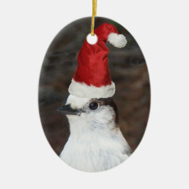 Cute Whiskey Jack Wearing Red Santa Hat Helgdag Julgransprydnad Keramik