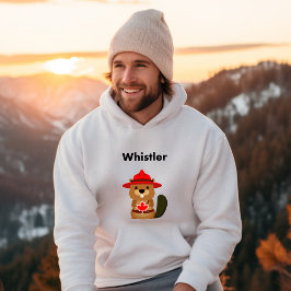 Cute Whistler Canada Beaver med Maple Löv Hoodie