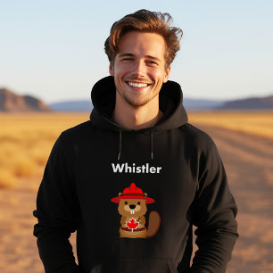 Cute Whistler Canada Beaver med Maple Löv Mörk Hoodie