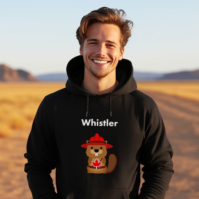 Cute Whistler Canada Beaver med Maple Löv Mörk Hoodie (Skapare uppladdad)