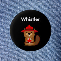 Cute Whistler Canada Beaver med Maple Löv Mörk