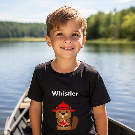 Cute Whistler Canada Beaver med Maple Löv Mörk T Shirt