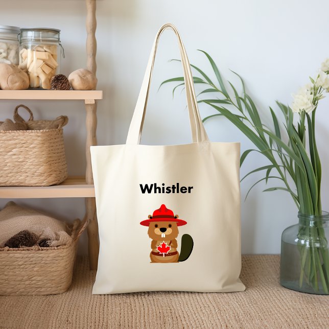 Cute Whistler Canada Beaver med Maple Löv Tygkasse (Skapare uppladdad)