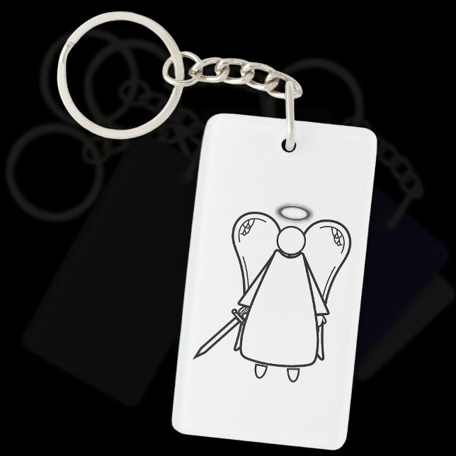 Cute White and Black Avenging Angel (dubbla-sided) (Avenging Angel White Keyring)