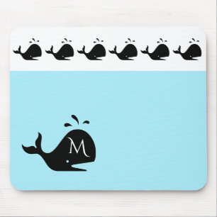Cute White and Blue Anpassningsbar Initial Black W Musmatta