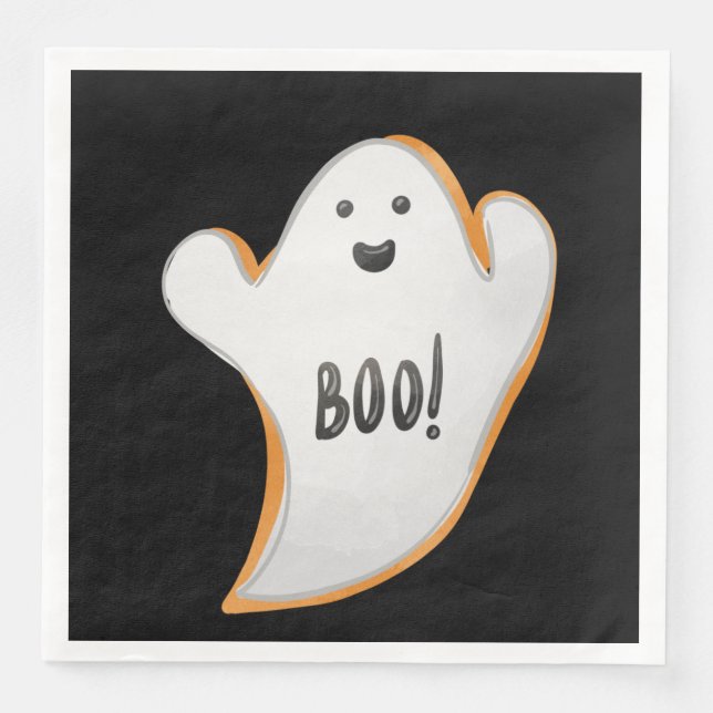 CUTE WHITE AND ORANGE HALLOWEEN GHOST PAPPERSSERVETT (Framsida)