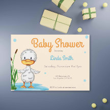 Cute White Anka i en Pond Neutralt Baby Shower