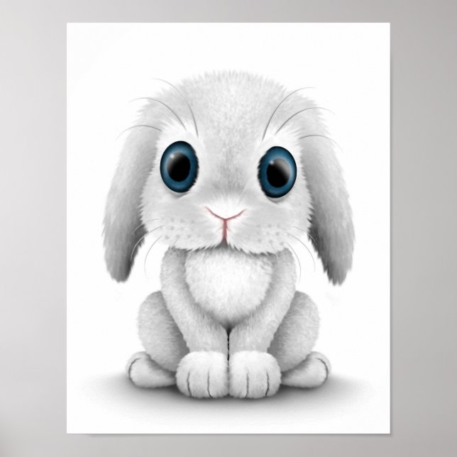 Cute White Baby Bunny Rabbit Poster (Framsidan)
