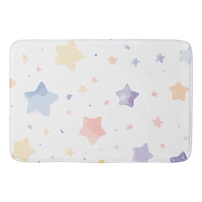 Cute white Bath Mat med stjärnor Badrumsmatta (Framsidan)