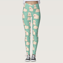 Cute White Bears Mönster Leggings