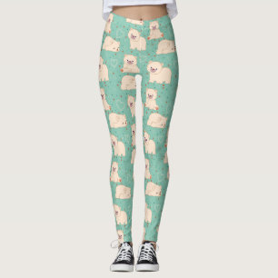 Cute White Bears Mönster Leggings