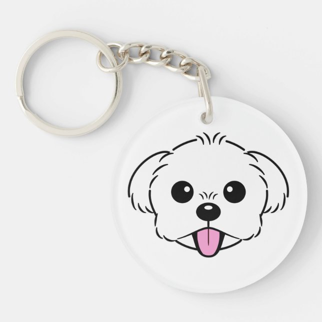 Cute White Bichon Frise Hund Sticking Tunga Out (Framsidan)