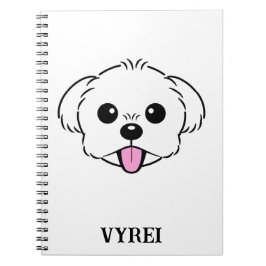 Cute White Bichon Frise Hund Sticking Tunga Out Anteckningsbok