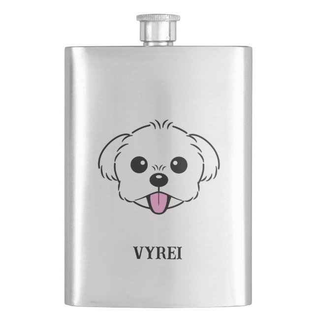 Cute White Bichon Frise Hund Sticking Tunga Out Fickplunta (Framsidan)