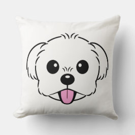 Cute White Bichon Frise Hund Sticking Tunga Out Kudde