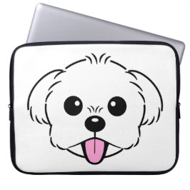 Cute White Bichon Frise Hund Sticking Tunga Out Laptop Fodral