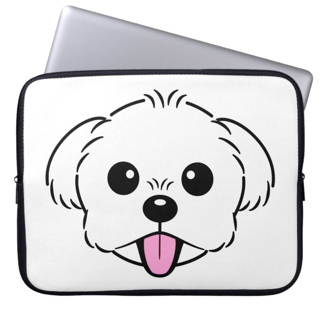 Cute White Bichon Frise Hund Sticking Tunga Out Laptop Fodral (Framsidan)