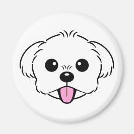 Cute White Bichon Frise Hund Sticking Tunga Out Magnet