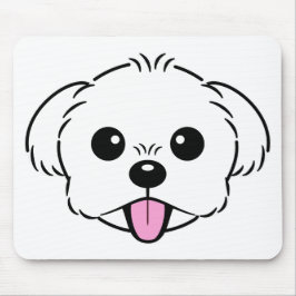 Cute White Bichon Frise Hund Sticking Tunga Out Musmatta