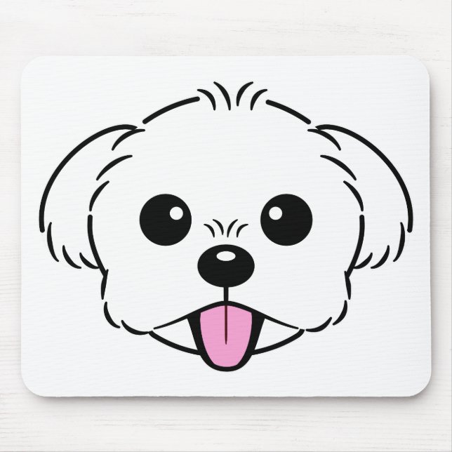 Cute White Bichon Frise Hund Sticking Tunga Out Musmatta (Framsidan)