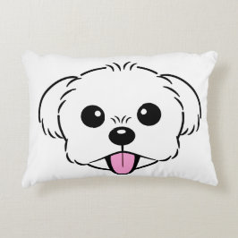 Cute White Bichon Frise Hund Sticking Tunga Out Prydnadskudde