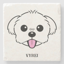 Cute White Bichon Frise Hund Sticking Tunga Out Stenunderlägg