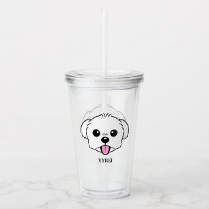 Cute White Bichon Frise Hund Sticking Tunga Out Take Away Mugg