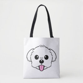 Cute White Bichon Frise Hund Sticking Tunga Out Tygkasse