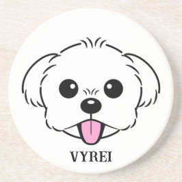 Cute White Bichon Frise Hund Sticking Tunga Out Underlägg