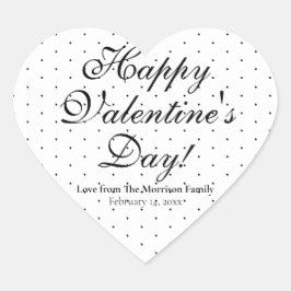 Cute white black polka dots anpassningsbar Valenti Hjärtformat Klistermärke