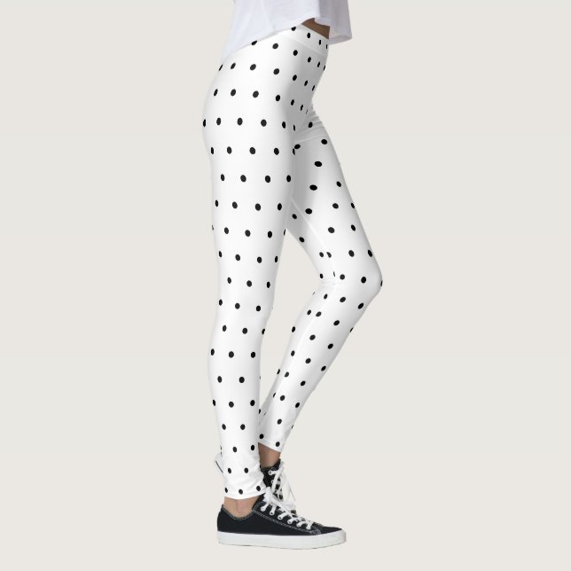Cute White Black Polka dots Mönster Leggings (Höger)