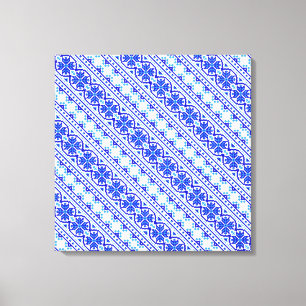 Cute white blue dekorative ukrainian rand canvastryck