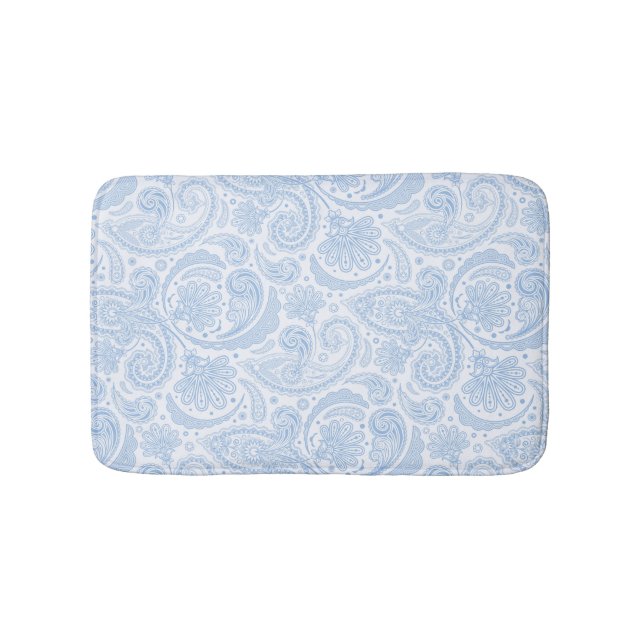 Cute white blue paisley mönster badrumsmatta (Framsidan)