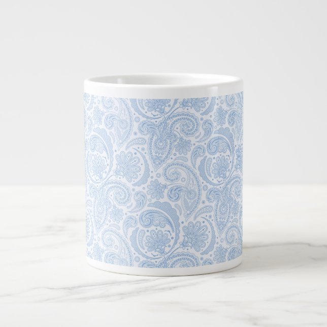 Cute white blue paisley mönster jumbo mugg (Framsidan)