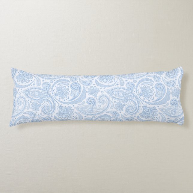 Cute white blue paisley mönster kroppskudde (Framsidan)