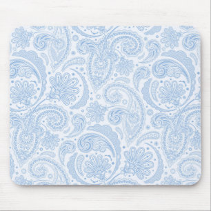 Cute white blue paisley mönster musmatta