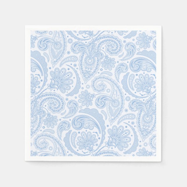 Cute white blue paisley mönster pappersservett (Framsidan)