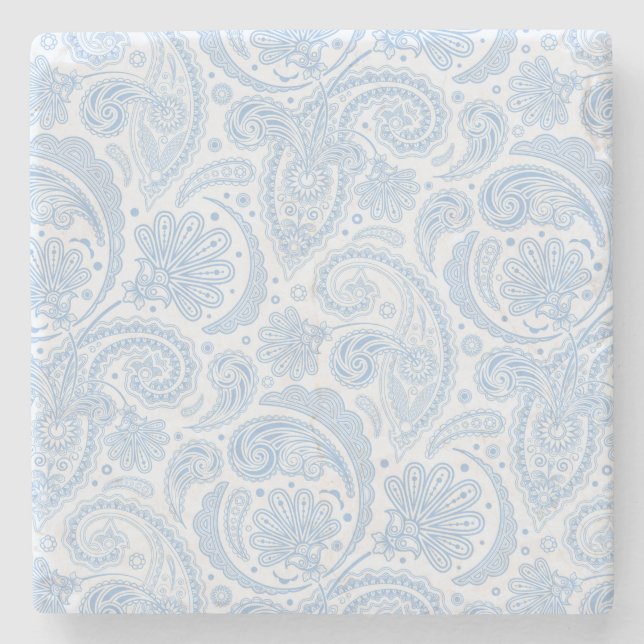 Cute white blue paisley mönster stenunderlägg (Framsidan)