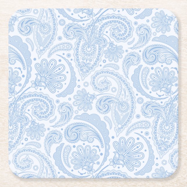 Cute white blue paisley mönster underlägg papper kvadrat (Framsidan)